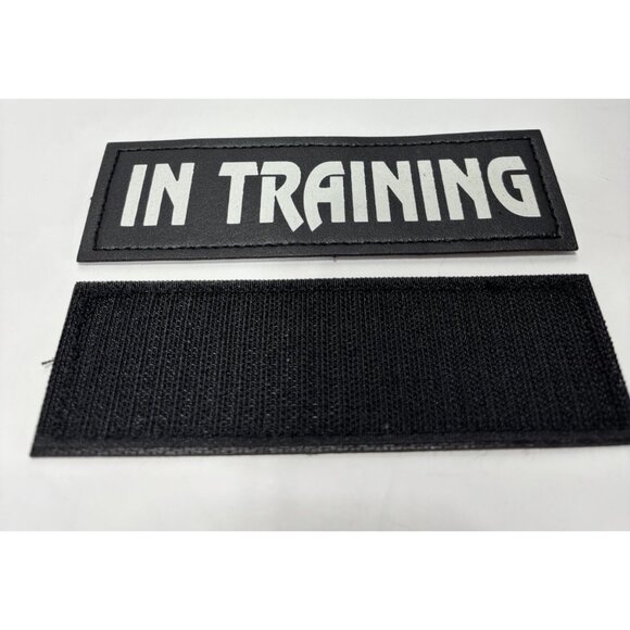 2 In Training Patches Hook Loop for Service Dog Collars Vests Harnesses Gear New - Picture 3 of 5
